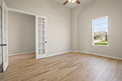 Convenient home office with French doors