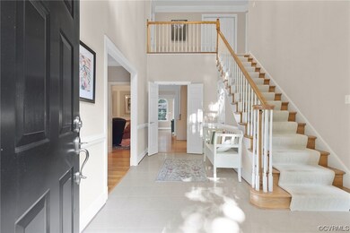 The 2 story foyer has tile floors.  The rest of th