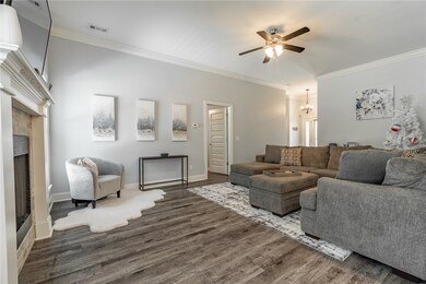 Spacious living room with gas fireplace