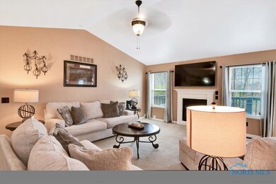 Vaulted ceilings make this room even larger