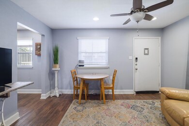 Dining area with recessed lighting, wood finished