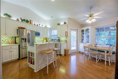 Recently updated kitchen with eat-in breakfast area and built-in hutches and window seat.