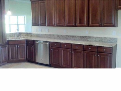 Gorgeous kitchen has lots of cabinets and upgraded appliances - GE Profile dishwasher shown.