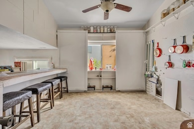 Dining room featuring ceiling fan