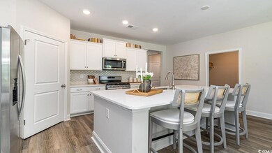 Kitchen with a kitchen island with sink, decorativ