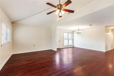 Vaulted ceiling in living room