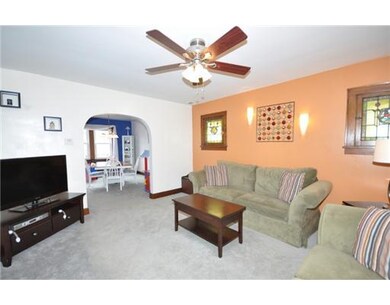 Living Room. Beautiful Stain Glass Windows