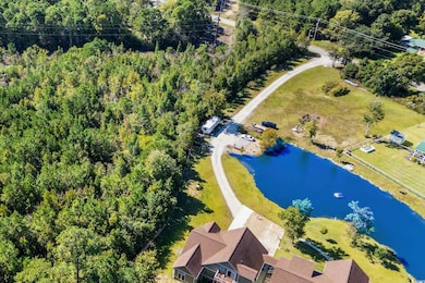 Aerial view of a nearby body of water