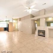 Family Room and Dining Area.  Fan with light