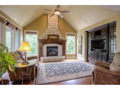 Large welcoming hearth room with attractive floor 