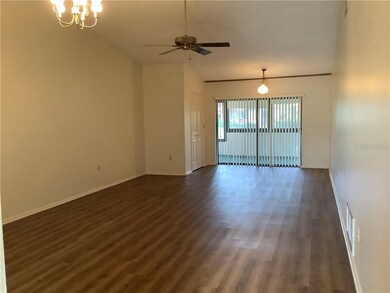 Living and dining Room with Vaulted ceiling.