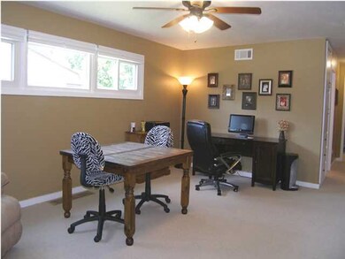 The view of the living room from the front door.
