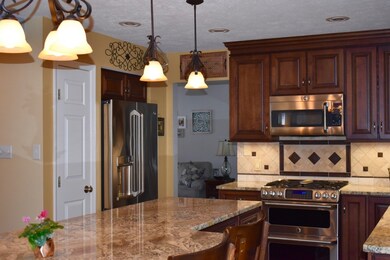 Stainless steel appliances and a double oven