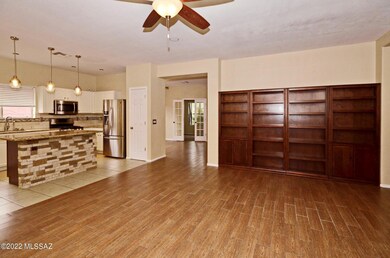 Great Room with built in shelves