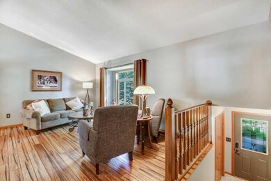 Bright living room with bamboo flooring!