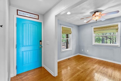 Front door with living room view
