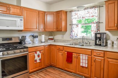 Applianced kitchen with a lazy Susan in the corner