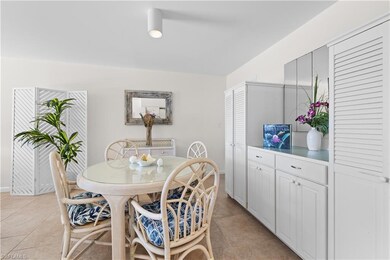 View of tiled dining space