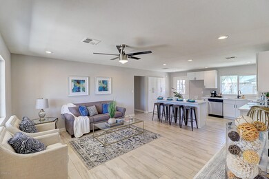 Kitchen open to living area