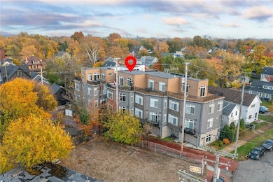 Aerial perspective of suburban area