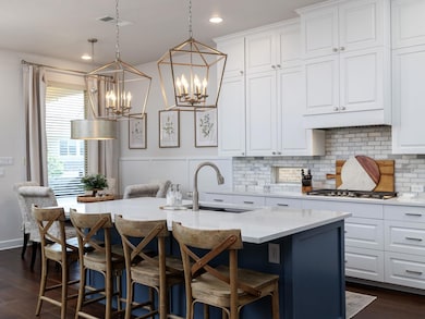 Kitchen with a sink, stainless steel gas cooktop,