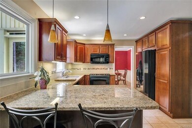 Renovated kitchen with ceramic tile floor, lots of