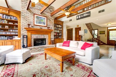 Great Rm -- note the fabulous beams & fireplace!