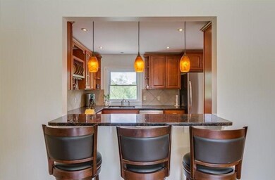 bar view into kitchen