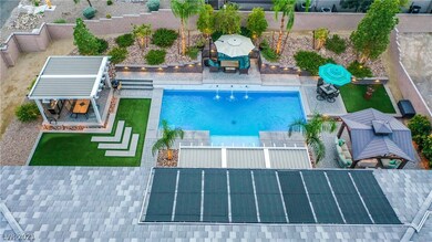 Backyard oasis including solar heated swimming poo