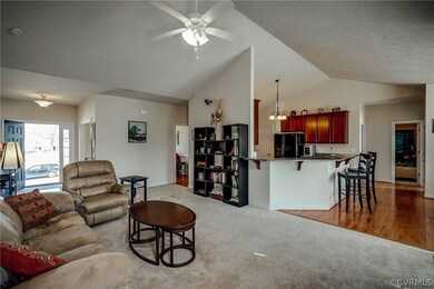 View of family room and open kitchen