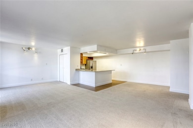 Unfurnished living room featuring carpet floors an