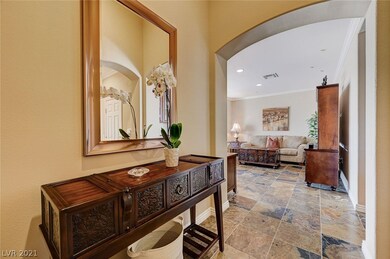 Foyer with tall ceilings
