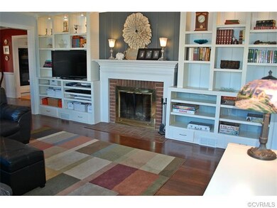 Living room fireplace and built-ins.