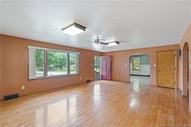 Living room with hardwood floors.