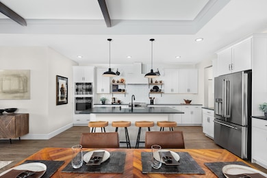 Kitchen with pendant lighting