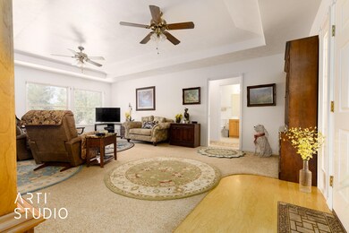 Living room with wood stove