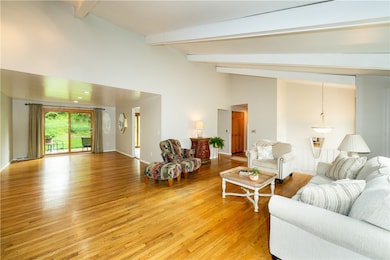 The living room is open to the extra large dining