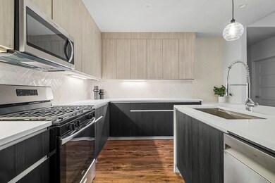 Kitchen with stainless steel appliances, modern c