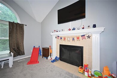 Living room fireplace.