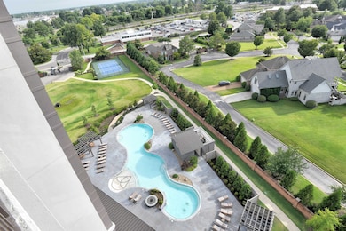 Aerial view of a pool area