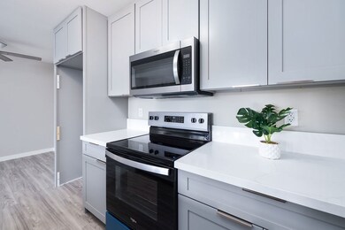 New appliances, new quartz counter-tops, new wood kitchen cabinets.