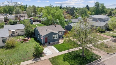 Aerial perspective of suburban area