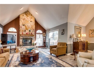 Warm and inviting room with sliders to the deck ou