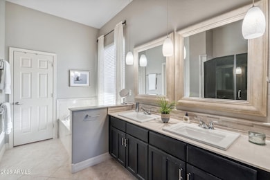 Primary bathroom with double vanities
