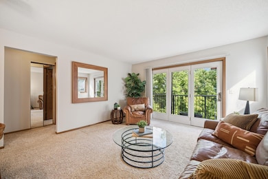 Living room with tree-top view