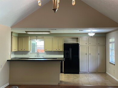 Looking at the kitchen from the living room.  Lots of cabinets here!
