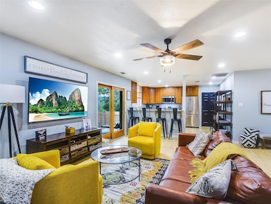 Living area featuring recessed lighting, light wo