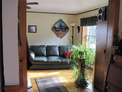 Living room with wood floors.