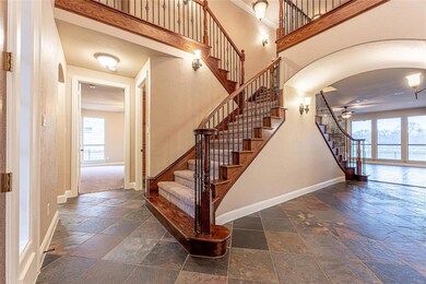 The double staircase is beautiful and grand!