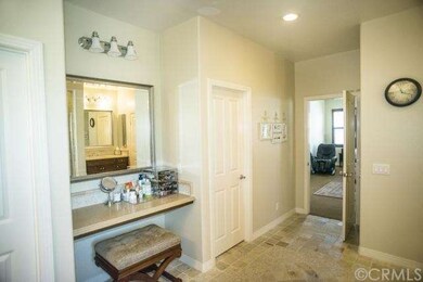 Master bathroom with built in vanity and dual walk